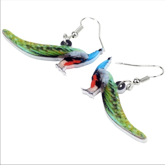 Peacock Acrylic Earrings - Picture 4 of 6